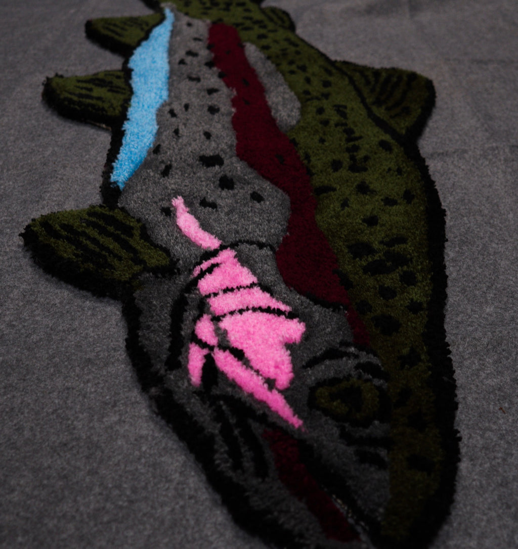 HANDMADE TROUT RUG ( 57IN X 22IN )
