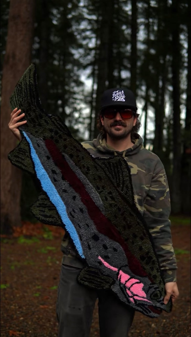 HANDMADE TROUT RUG ( 57IN X 22IN )